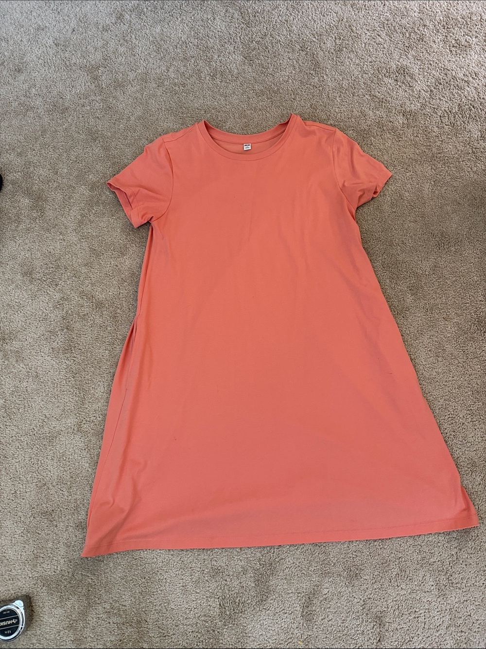 Uniqlo Coral-Peach Short Sleeve Mini Dress